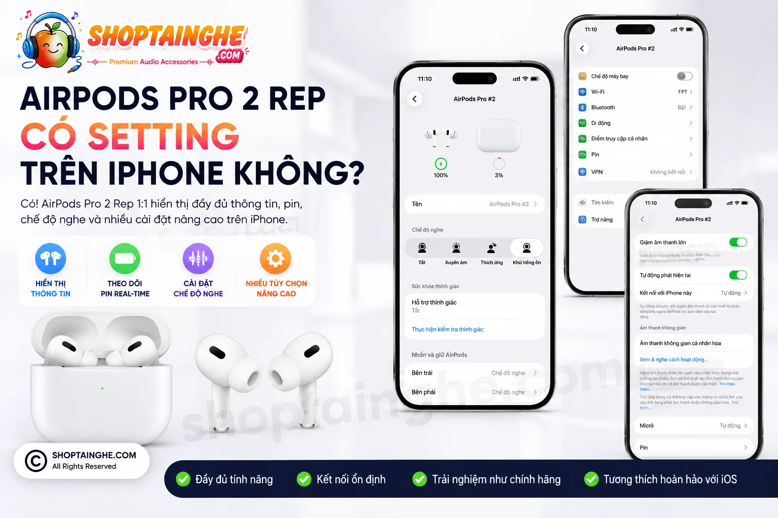 Airpods Pro 2 Rep Có Setting Trên Iphone Không?