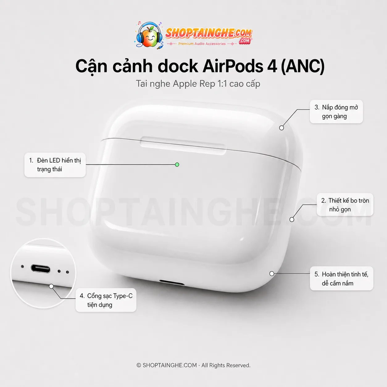 Tai Nghe AirPods 4 Rep 1:1 Cao Cấp
