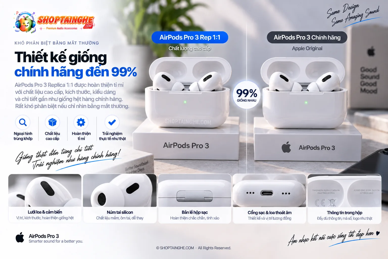 Tai Nghe AirPods Pro 3 Rep 1:1 Cao Cấp 1 Airpods Pro 3 Rep 1-1 Cao Cấp Giống Hàng Chính Hãng Không Thể Phân Biệt