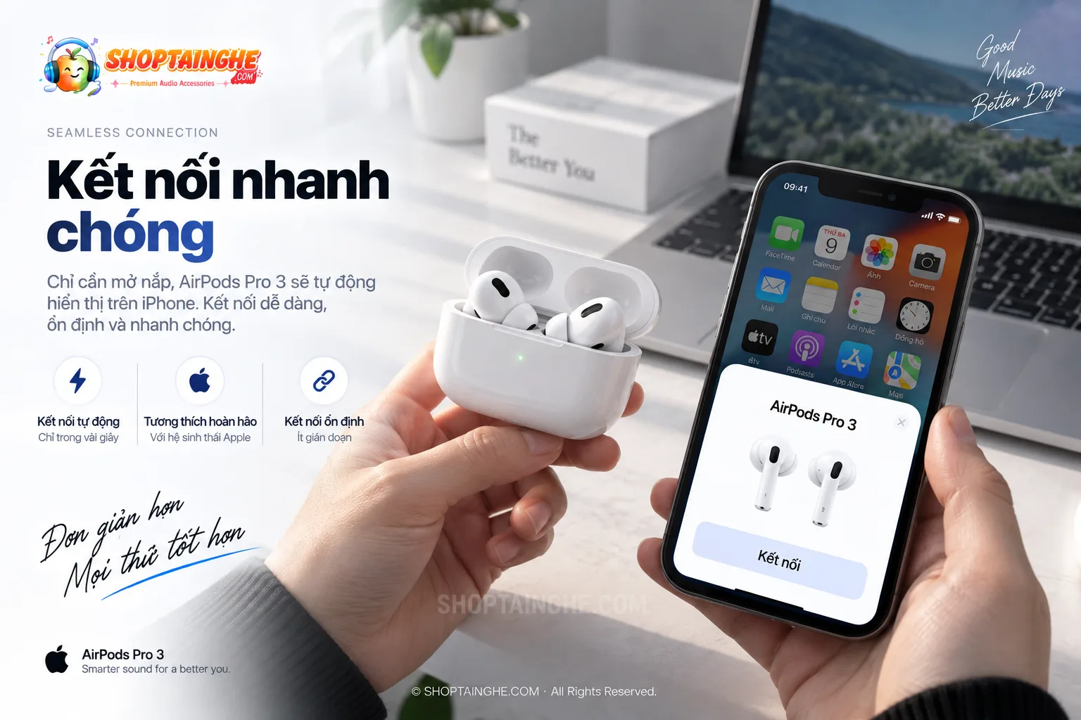 Tai Nghe AirPods Pro 3 Rep 1:1 Cao Cấp 3 Airpods Pro 3 Kết Nối Nhanh Chóng