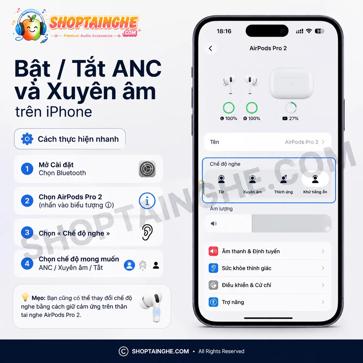 AirPods Pro 2 Rep Có ANC Và Xuyên Âm Không? Trải Nghiệm Thực Tế Thế Nào? 2 AirPods Pro 2 Rep Có ANC Và Xuyên Âm Không? Trải Nghiệm Thực Tế Thế Nào? 2