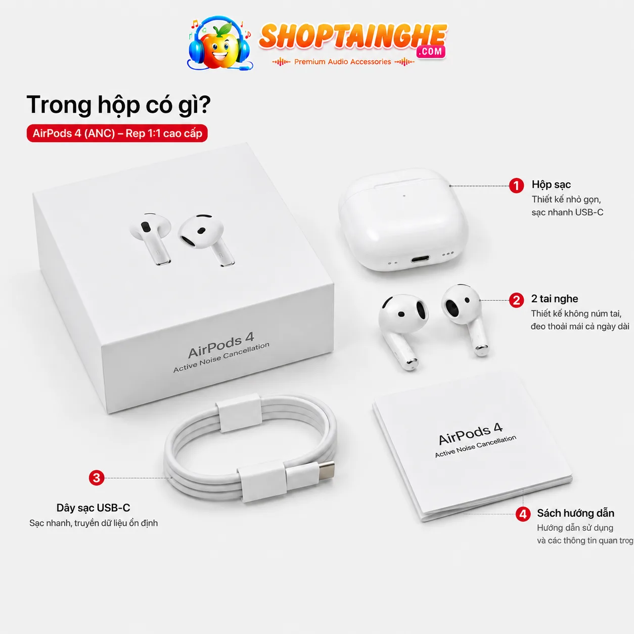 Tai Nghe AirPods 4 Rep 1:1 Cao Cấp