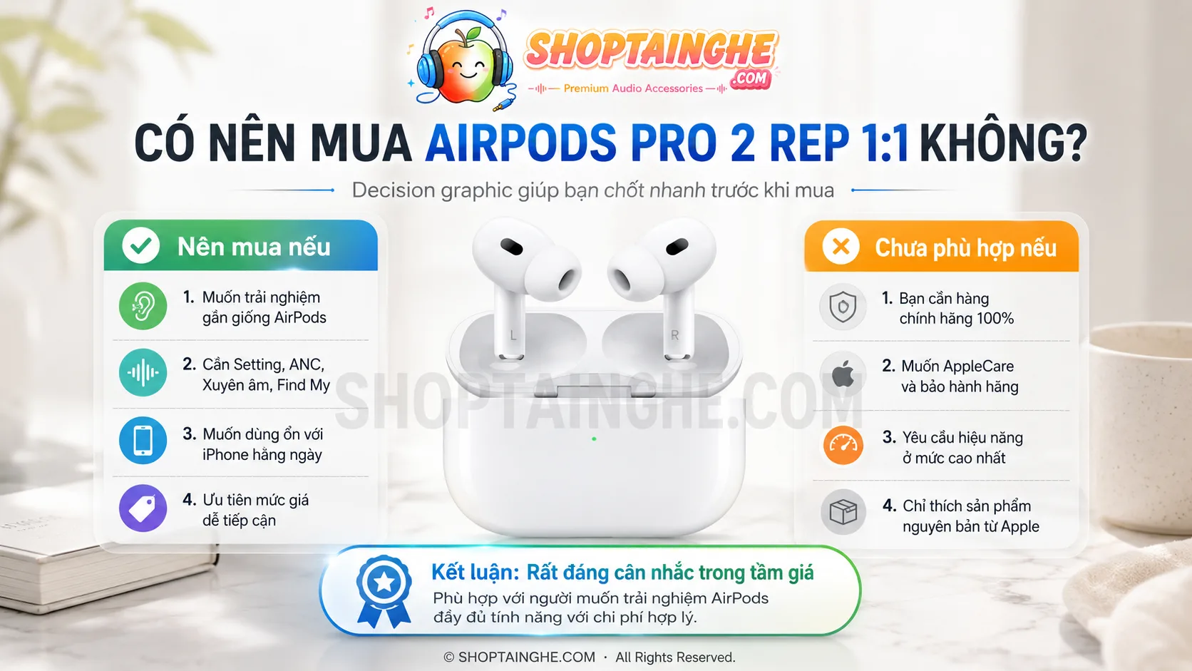 AirPods Pro 2 Rep 1:1 Có Tốt Không? Có Nên Mua Không? 6 Có Nên Mua Airpods Pro 2 Rep 1-1 Không?