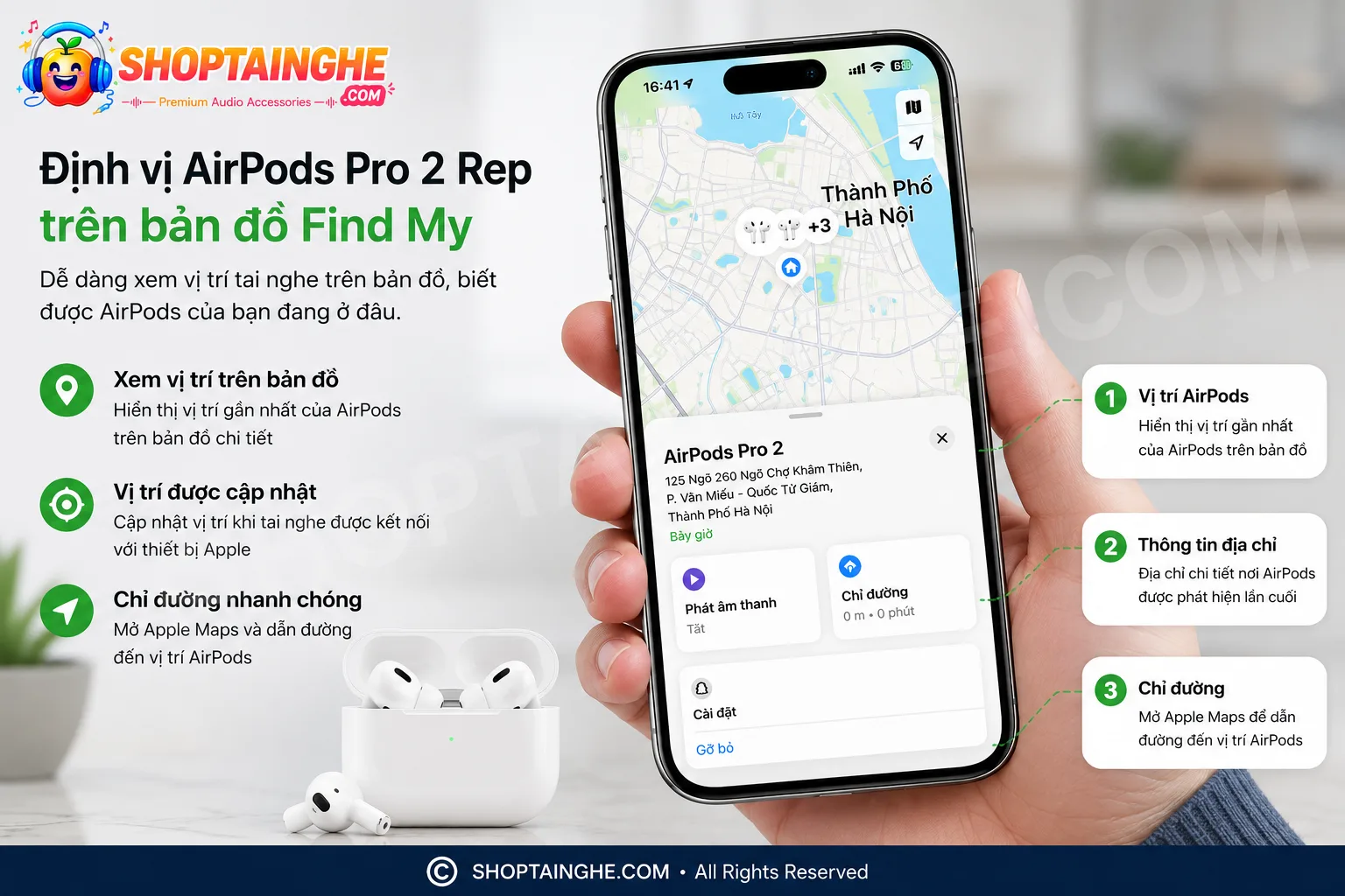AirPods Pro 2 Rep Có Find My Không? Cách Định Vị Và Tìm Tai Nghe 1 Định Vị Airpods Pro 2 Rep Trên Bản đồ Find My