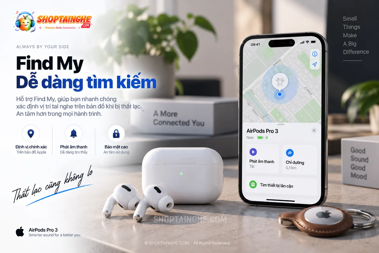 Tai Nghe AirPods Pro 3 Rep 1:1 Cao Cấp 5 Định Vị Airpods Pro 3 Rep 1-1 Qua Ứng Dụng Find My Ngay Trên Iphone