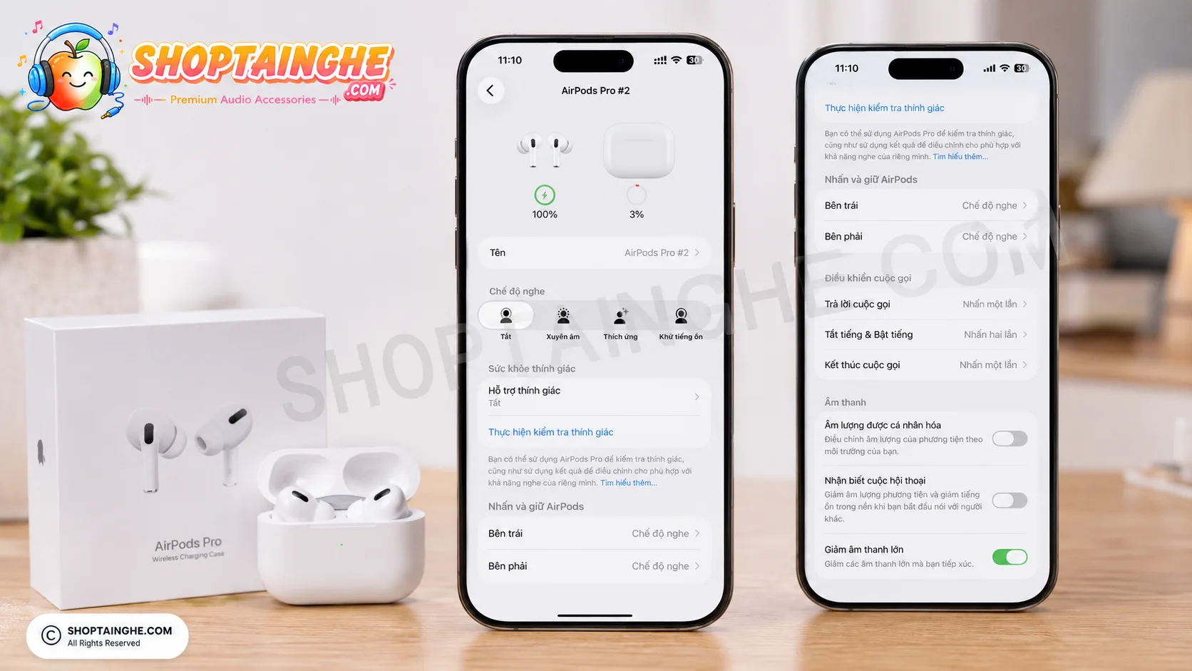 AirPods Pro 2 Rep Có Setting Trên iPhone Không? Hiển Thị Những Gì? 2 Full Setting Trên Tai Nghe Airpods Pro 2 Rep