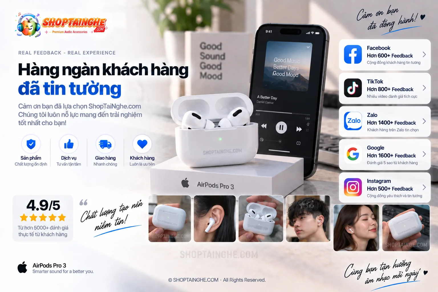Tai Nghe AirPods Pro 3 Rep 1:1 Cao Cấp 15 Hàng Ngàn Khách Hàng đã Tin Tưởng Tại Shoptainghe.com
