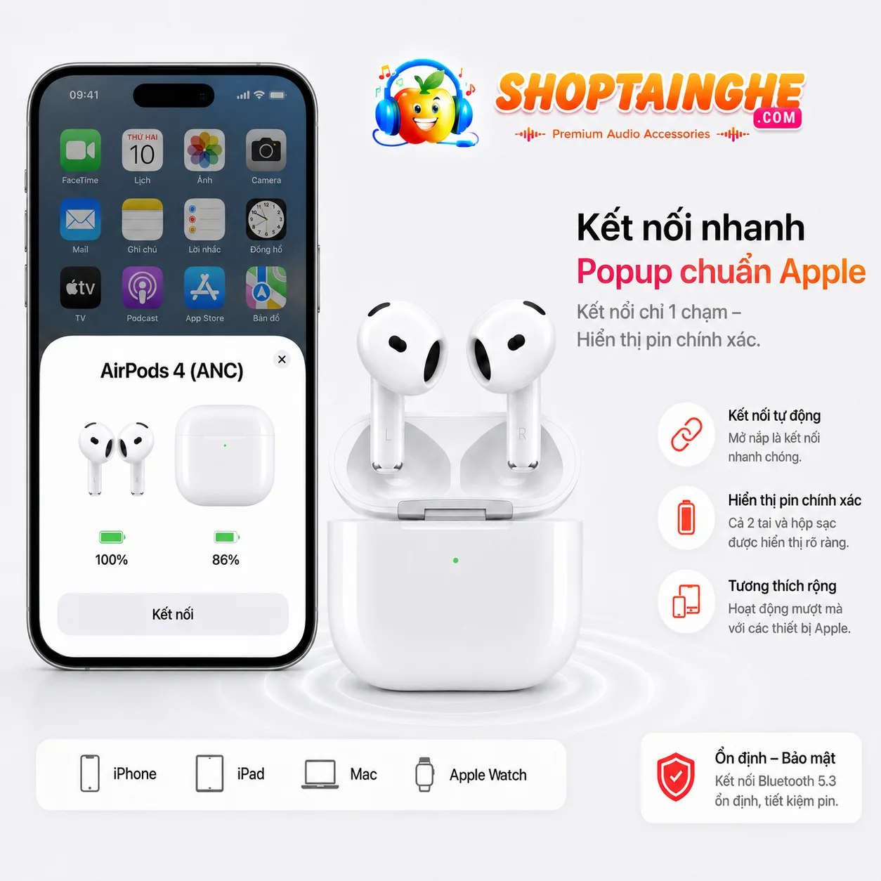 Tai Nghe AirPods 4 Rep 1:1 Cao Cấp