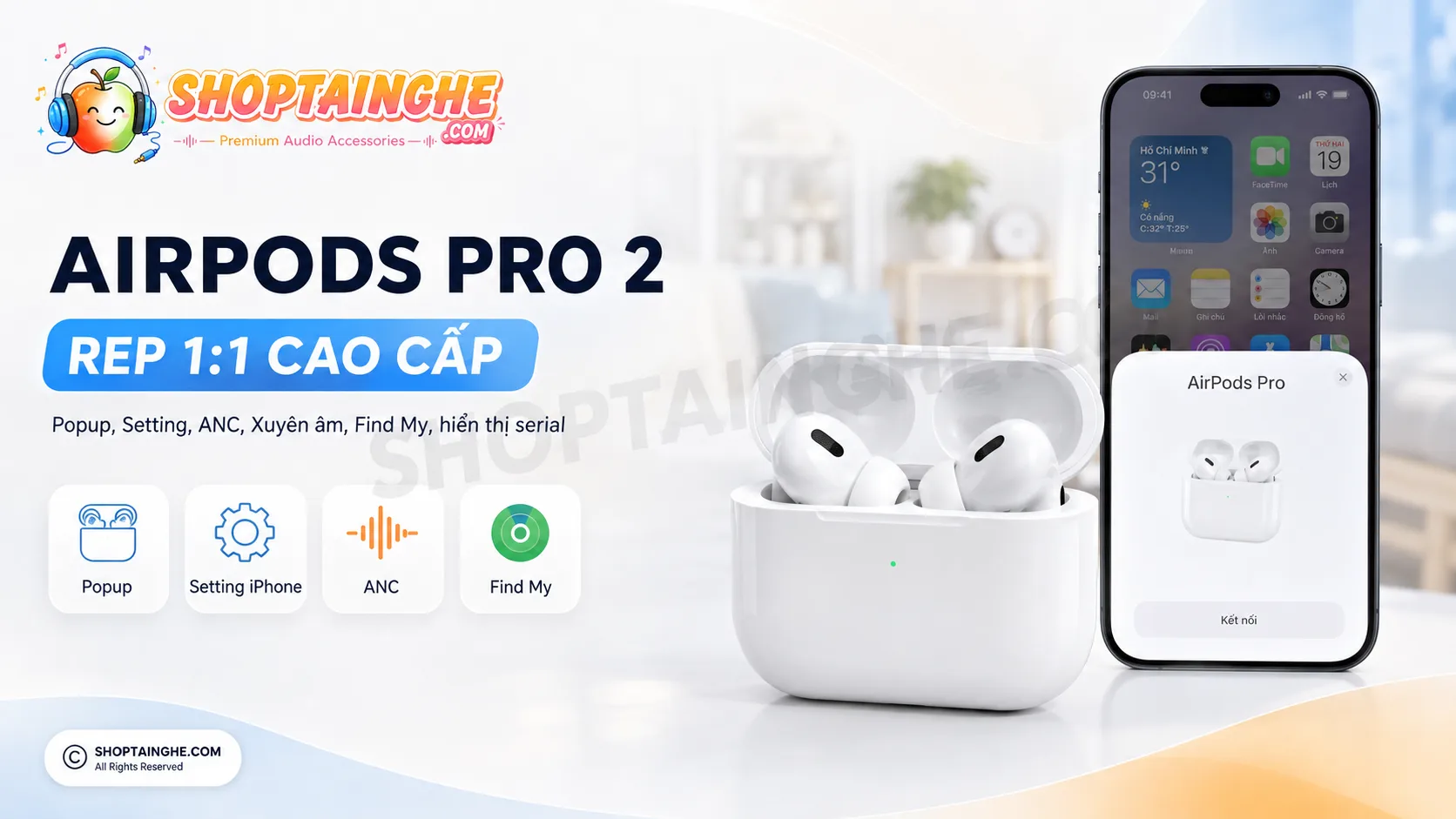 Tai Nghe AirPods Pro 2 Rep 1:1 Cao Cấp 1 Tai Nghe Airpods Pro 2 Rep 1:1 Cao Cấp Hoàn Thiện Sát Bản Chính Hãng