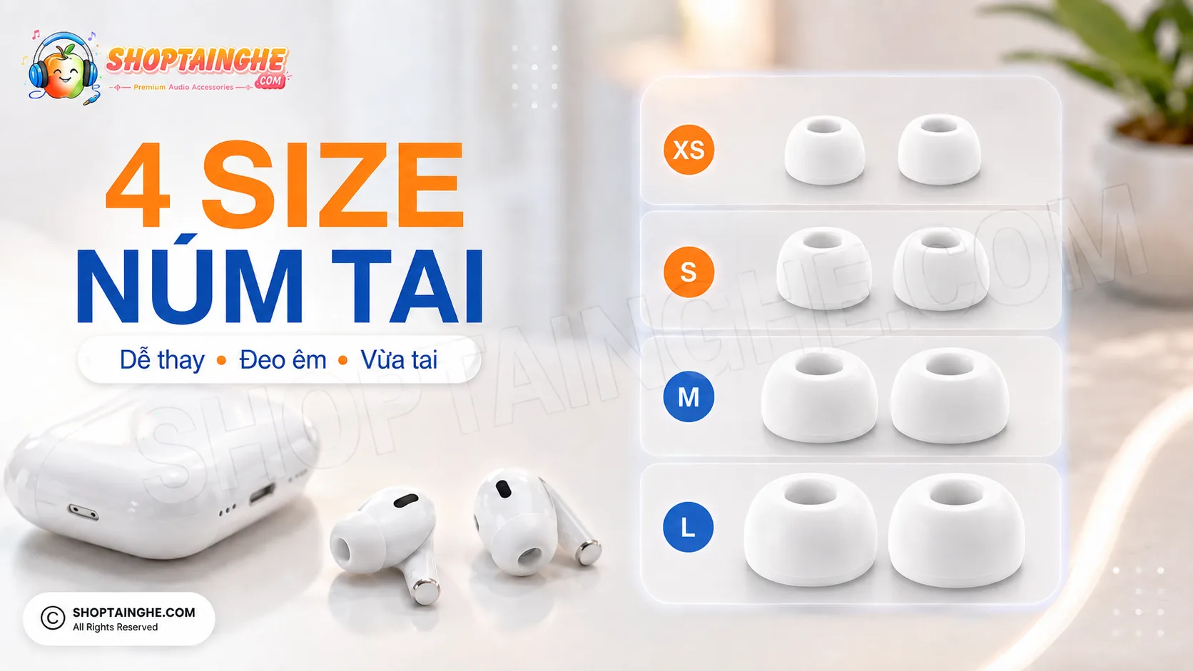 AirPods Pro 2 Rep Có ANC Và Xuyên Âm Không? Trải Nghiệm Thực Tế Thế Nào? 8 Thiết Kế 4 Size Silicon Tặng Kèm Trong Mỗi Hộp Tai Nghe Airpods Pro 2