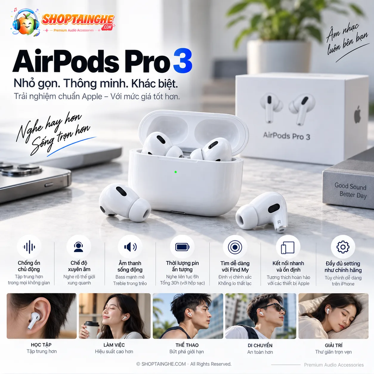 Tai Nghe AirPods Pro 3 Rep 1:1 Cao Cấp