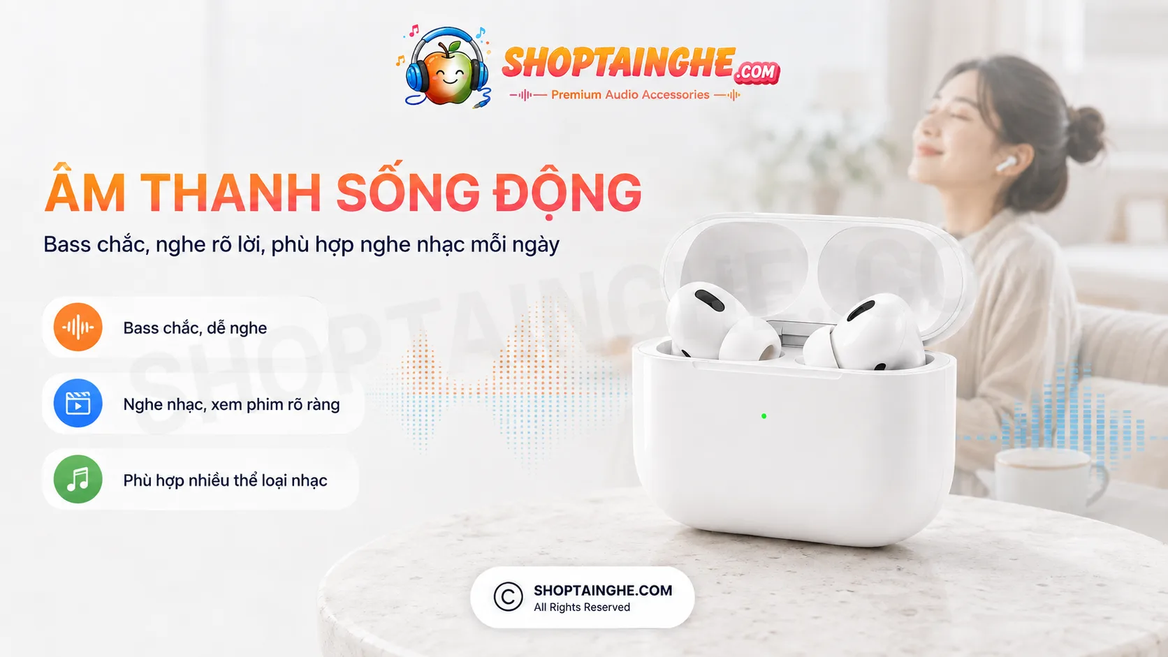 Tai Nghe AirPods Pro 2 Rep 1:1 Cao Cấp 8 Chất Lượng Âm Thanh Sống động Trên Tai Nghe Airpods Pro 2